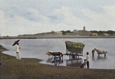 Ceylon, A Ford in Front of Colombo by European Photographer
